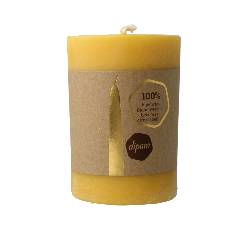Dipam Stompkaars bijenwas structuur, a single natural beeswax candle with textured surface for a warm, artisanal look.