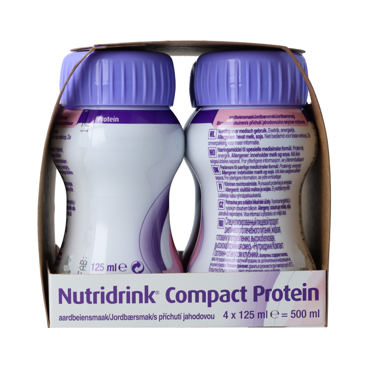 Nutridrink Compact strawberry protein medical diet drink 125ml, four bottles, medical nutrition by Nutridrink
