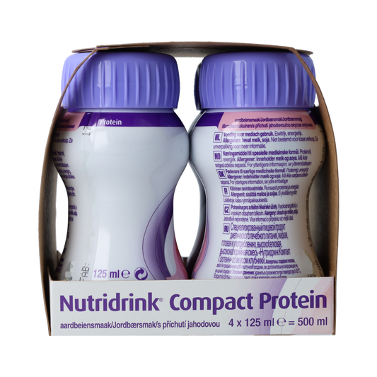 Nutridrink Compact strawberry protein medical diet drink 125ml, four bottles, medical nutrition by Nutridrink