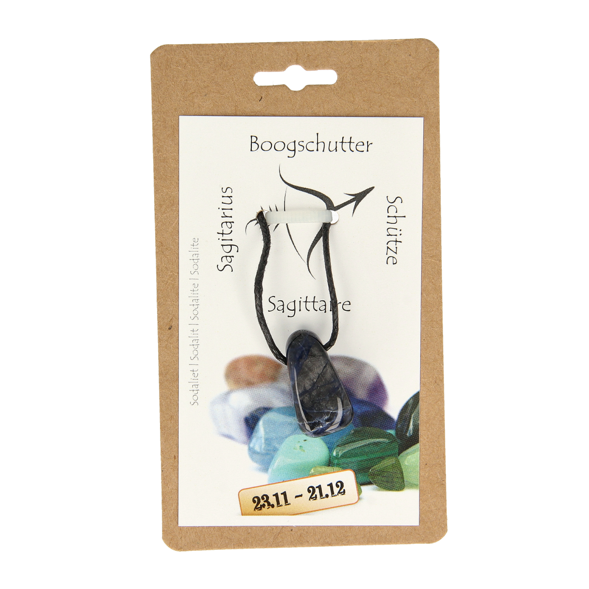 Steengoed Sterrenbeeldsteen hanger Boogschutter zodiac pendant in natural stone, featuring a detailed star sign design.