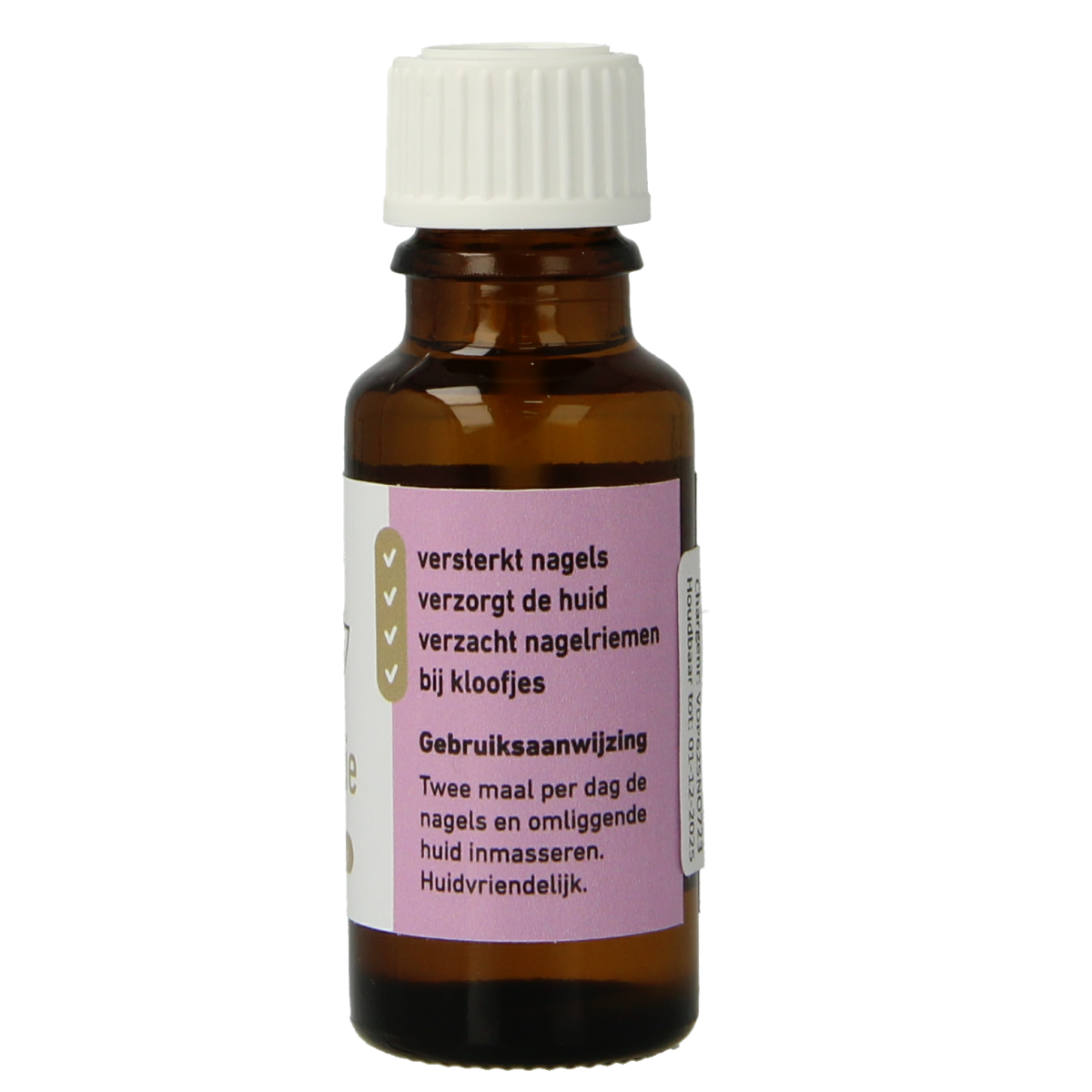 Van Der Pluym Nagelolie in a 20ml bottle, a hand care product with a dropper for nourishing and moisturizing nails and cuticles.