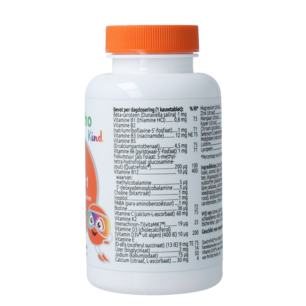 VitOrtho Meer in 1 multi-vitamine kauwtabletten, dietary supplement in a blister pack, showing colorful chewable tablets.