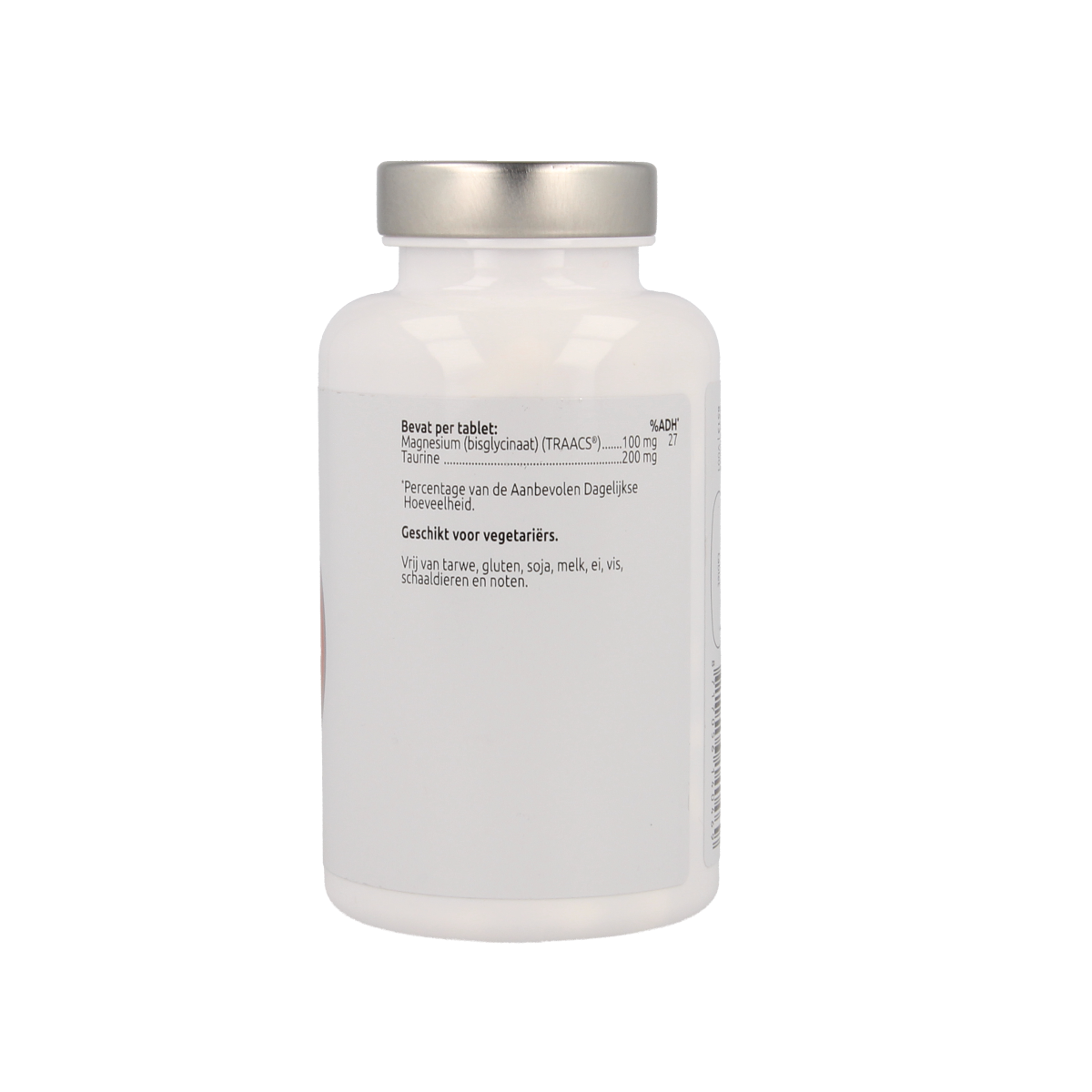 VitOrtho Magnesium bisglycinaat 100 mg with taurine 200 mg supplement, 100 tablets, natural mineral complex for health.
