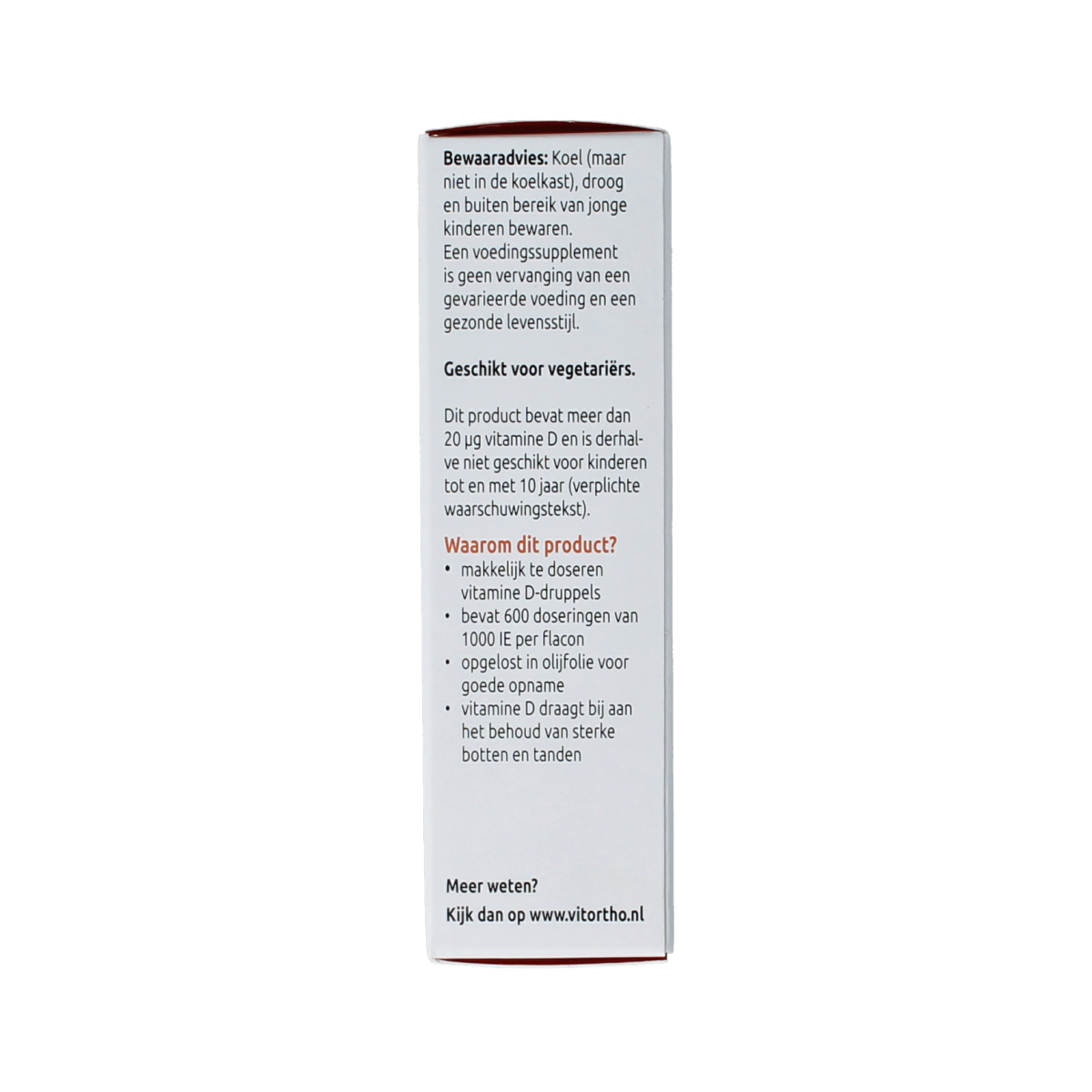 Bottle of VitOrtho Vitamin D3 1000IU drops in a 20ml container, showing the product label and dropper applicator.