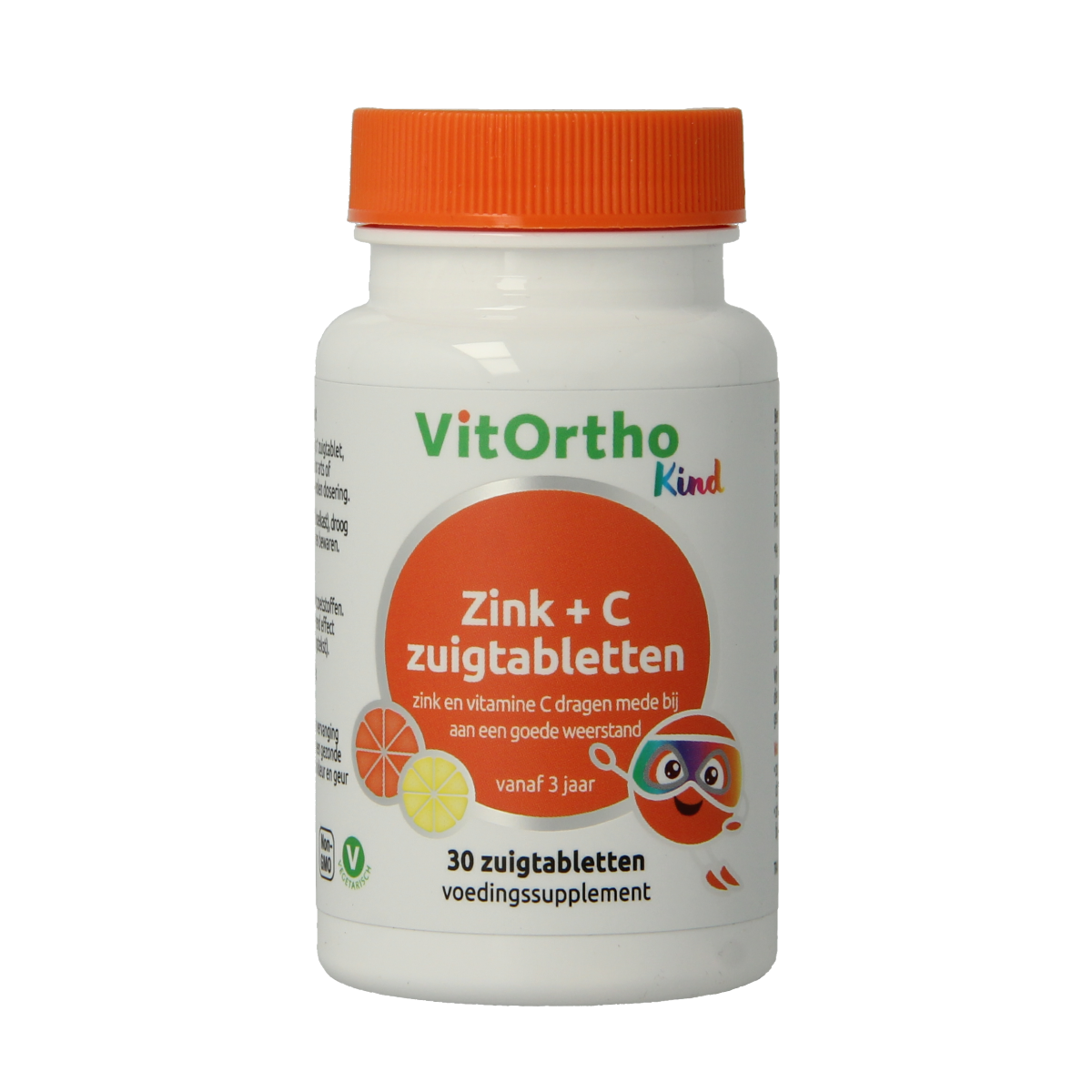 VitOrtho Zink + C chewable tablets, mineral supplement, 30 easy-to-take multivitamin tablets for immune support.
