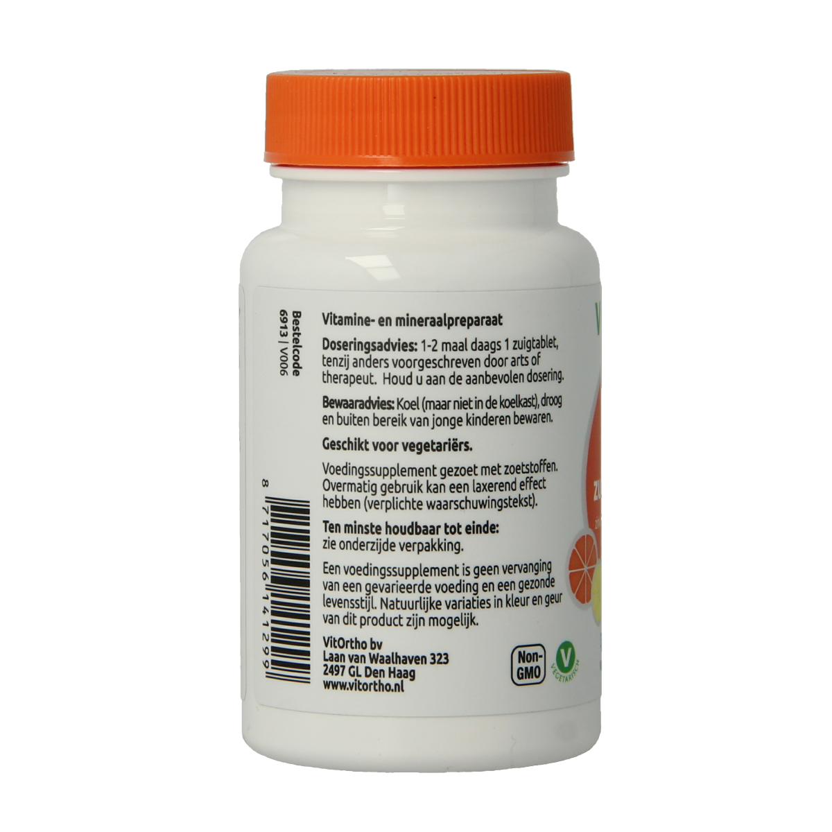 VitOrtho Zink + C mineral multivitamin lozenges in a blister pack, 30 zinc and vitamin C supplement tablets.