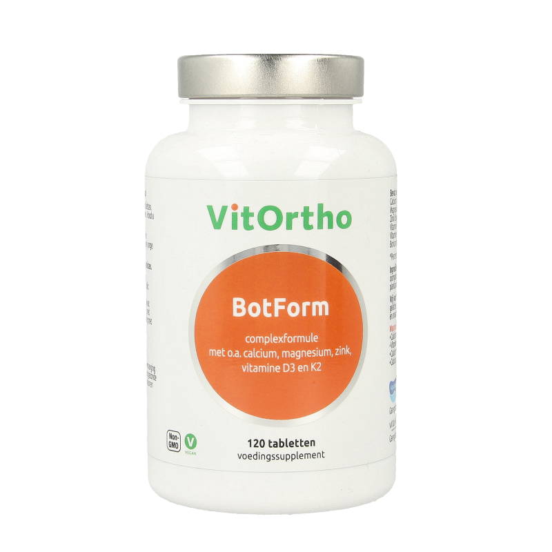 VitOrtho Botform 120 mineral multivitamin tablets in a blister pack, showing the product packaging and tablets.