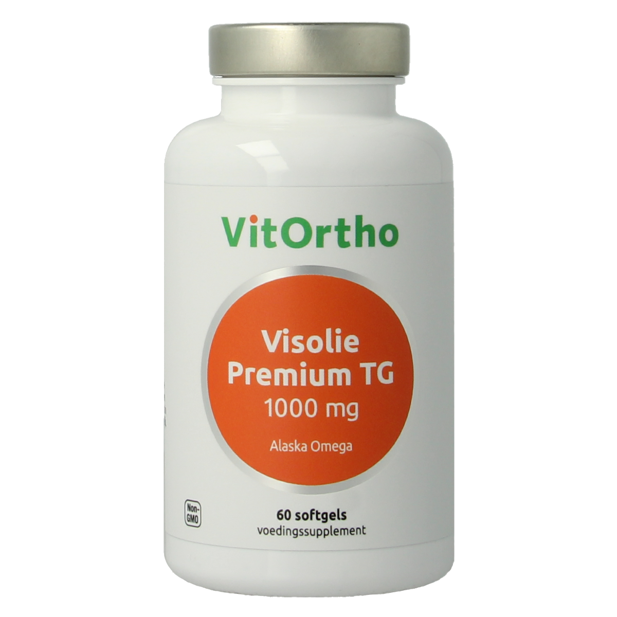 VitOrtho Visolie premium TG 1000mg softgels, Vetzuren supplement, golden softgel capsules for healthy fats and omega-3 oils