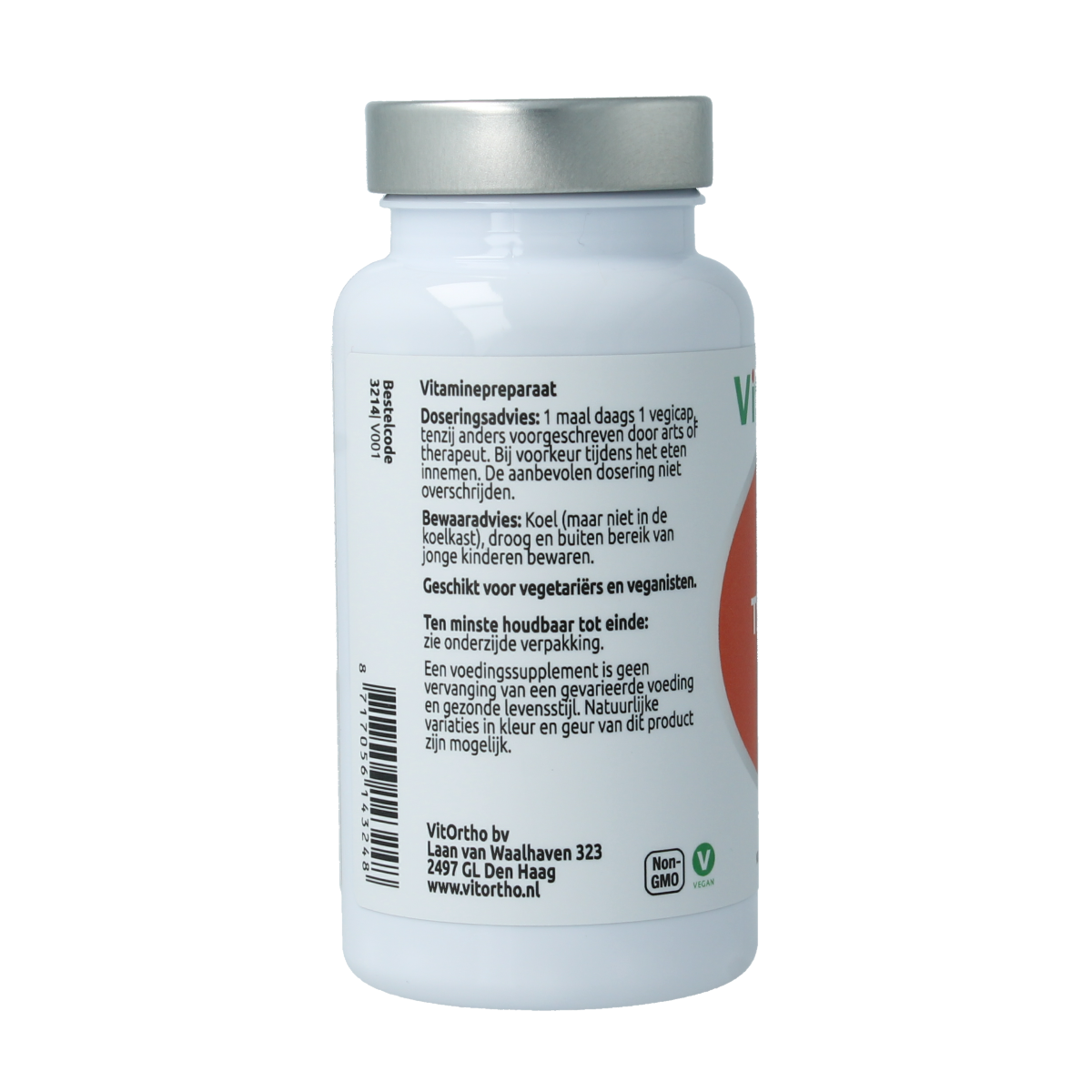 VitOrtho B1 Thiamine 250mg vegetarian capsules, dietary vitamin supplement, close-up of capsules in blister pack.