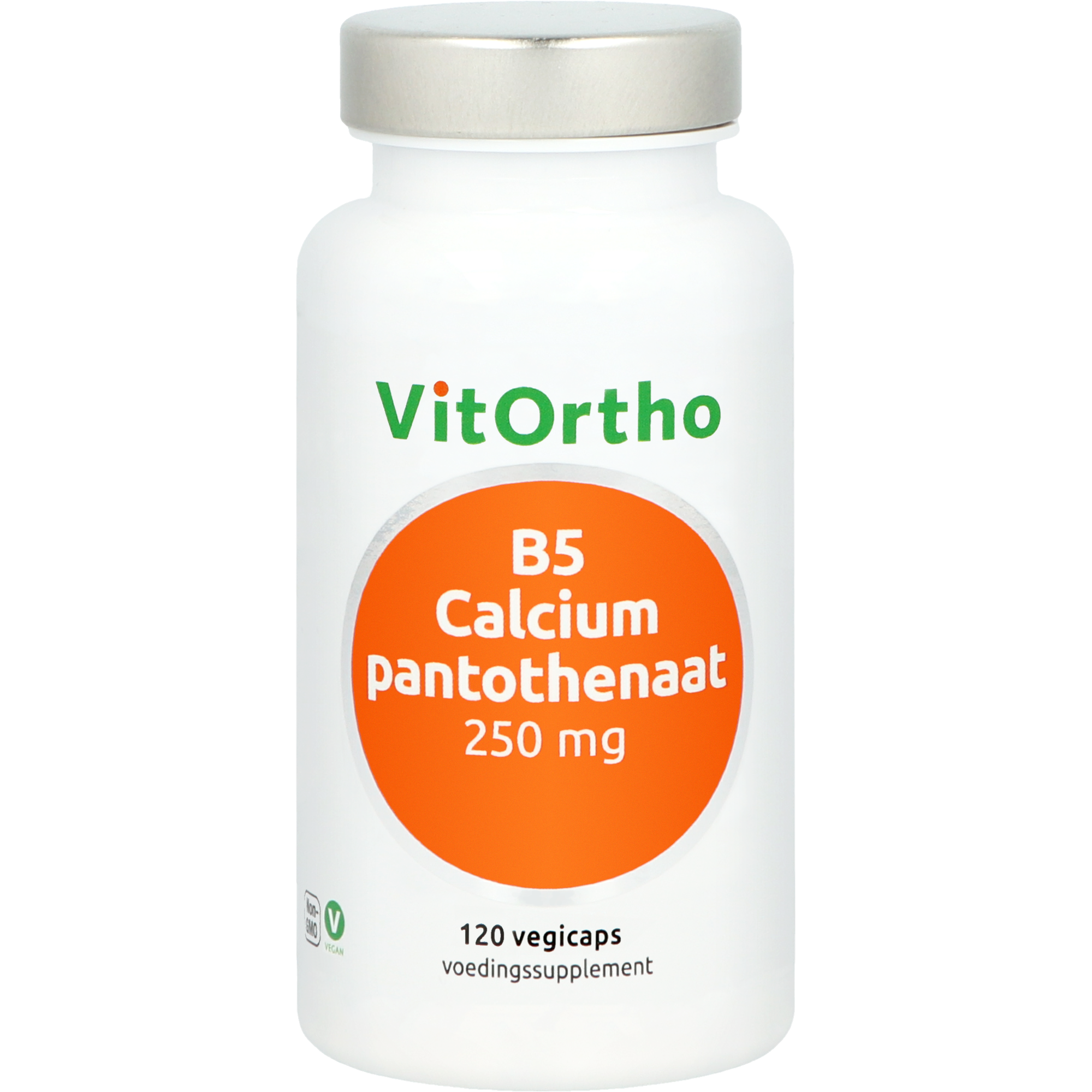 VitOrtho B5 calcium pantothenate vegetarian capsules, 250mg, 120-count, dietary vitamin supplement.