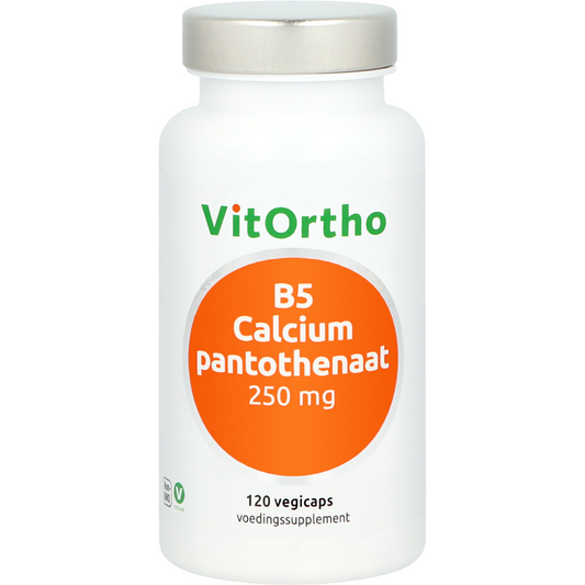 VitOrtho B5 calcium pantothenate vegetarian capsules, 250mg, 120-count, dietary vitamin supplement.