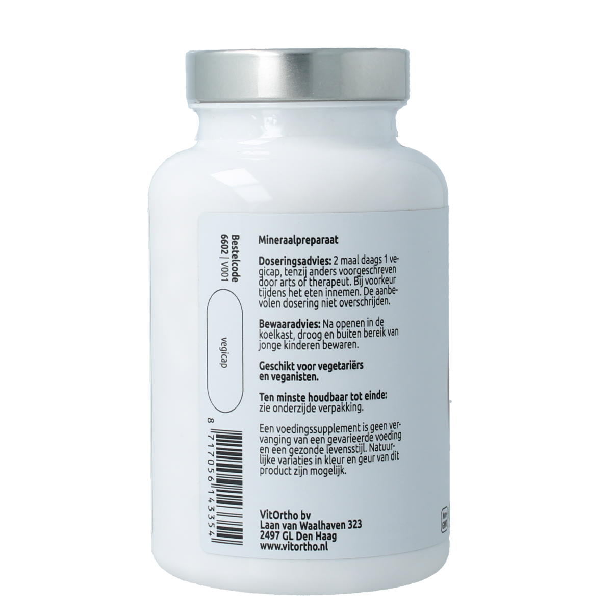 VitOrtho MSM 1000mg OptiMSM vegetarian capsules, mineral supplement in clear bottle with label, close-up of capsules and branding.