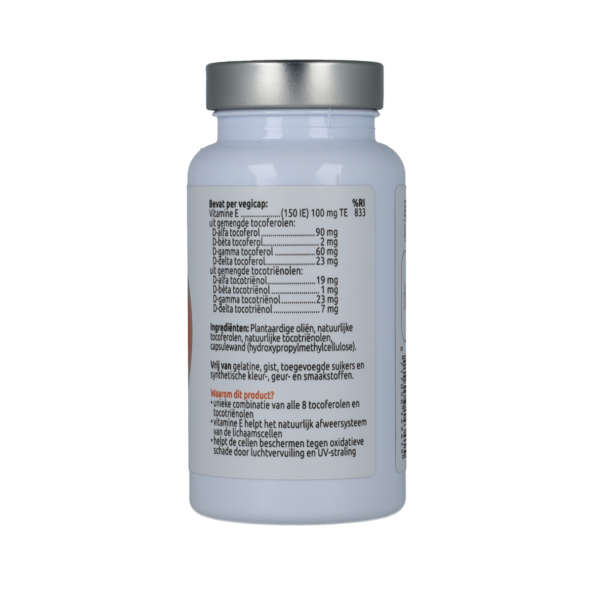 Vegetarian VitOrtho Vitamine E compleet capsules, 60 count, softgel capsules with vitamin E supplement.