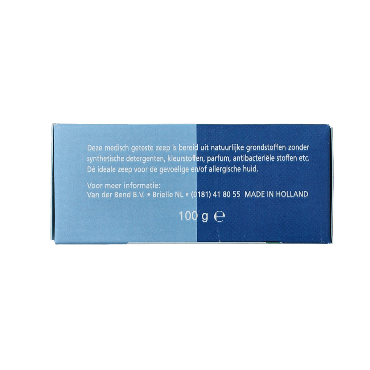 Van Der Bend Zeep 100g soap bar with natural ingredients and packaging in a simple, clean design.