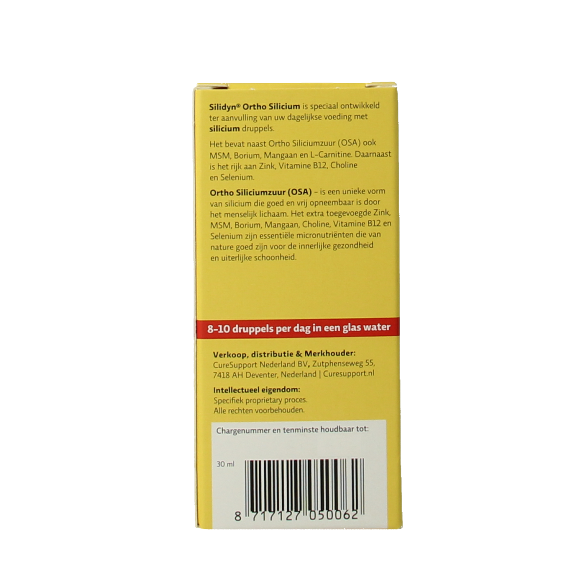 Silidyn Ortho Silicium mineral drops in a 30ml bottle, natural supplement for supporting healthy skin and connective tissue.