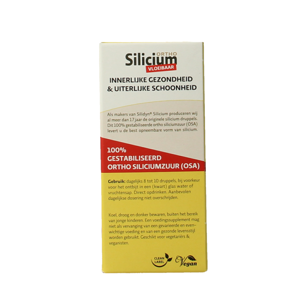 Silidyn Ortho silicium mineral drops bottle, 30ml, in a clear container with label showing product details.