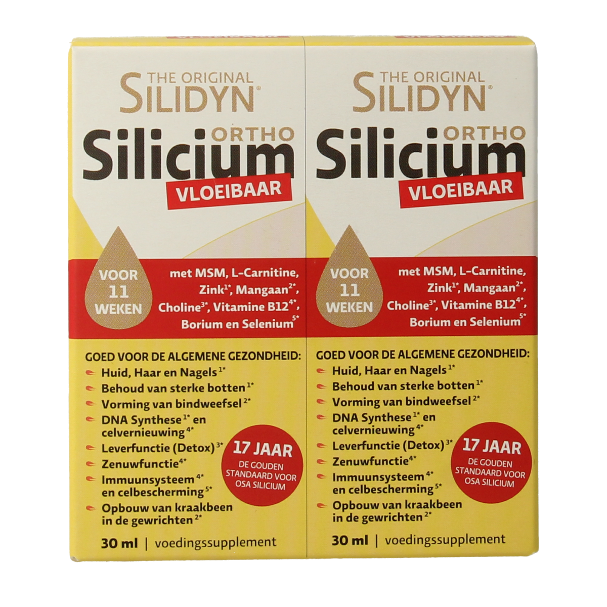Silidyn Ortho mineral supplement duo pack with two 30ml bottles of Silidyn mineral blend for overall health support.