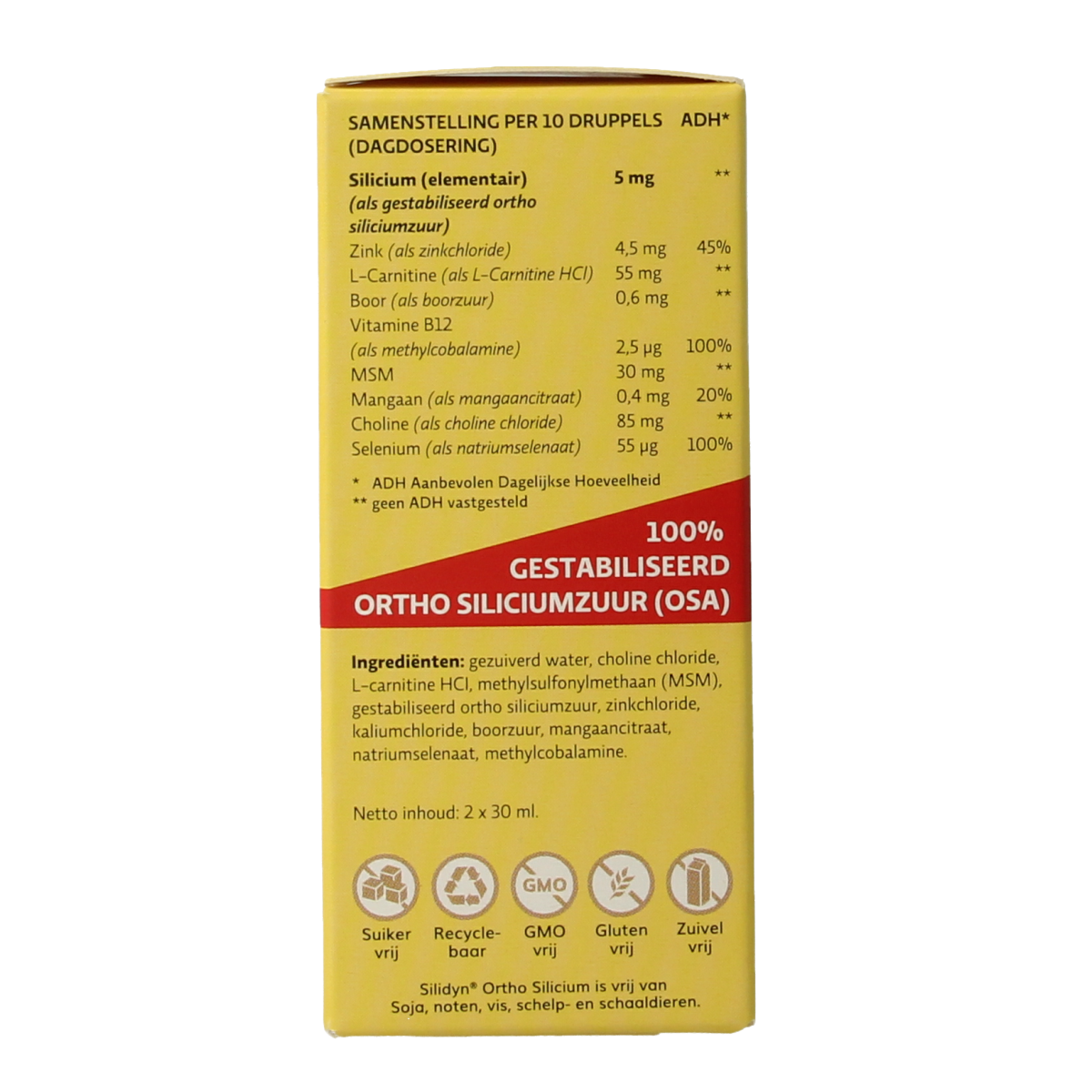 Silidyn Ortho mineral supplement in a 2 x 30ml (60ml) bottle, natural mineral blend for health support.