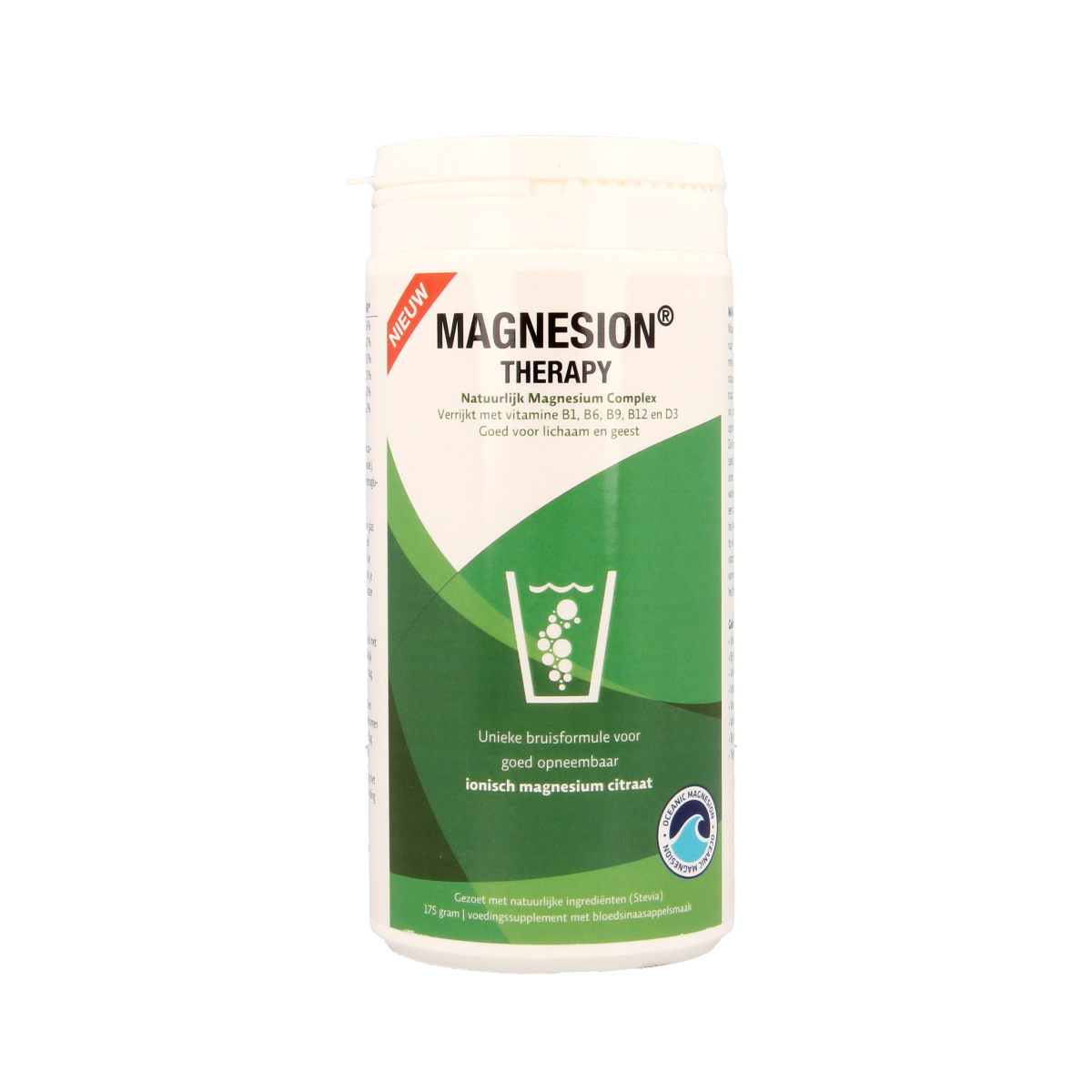 Magnesion Therapy mineral supplement in 175g container, multi-mineral blend from Magnesion, shown in the image.