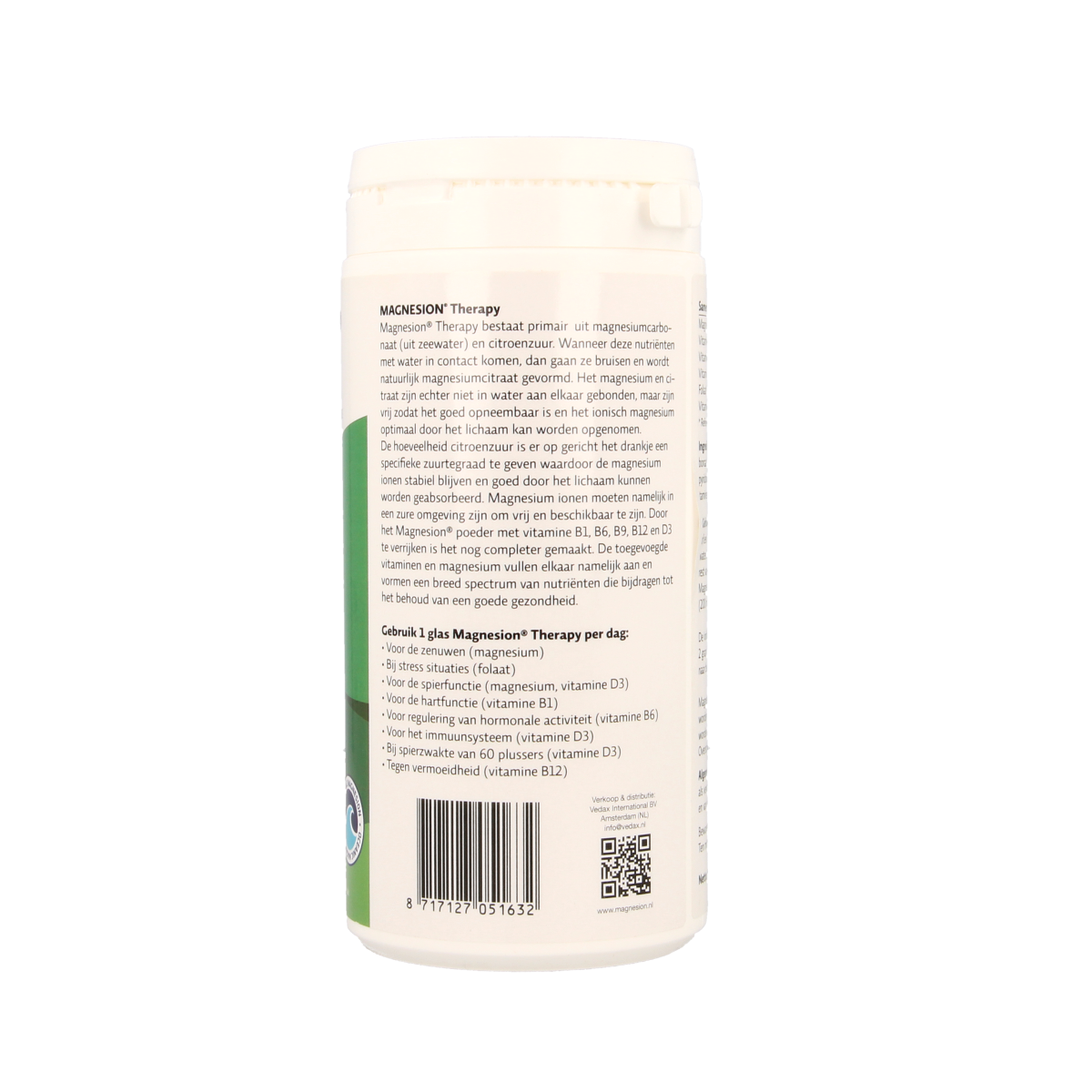 Magnesion Mineralen Multi magnesium supplement in a 175g container with colorful granules or powder.