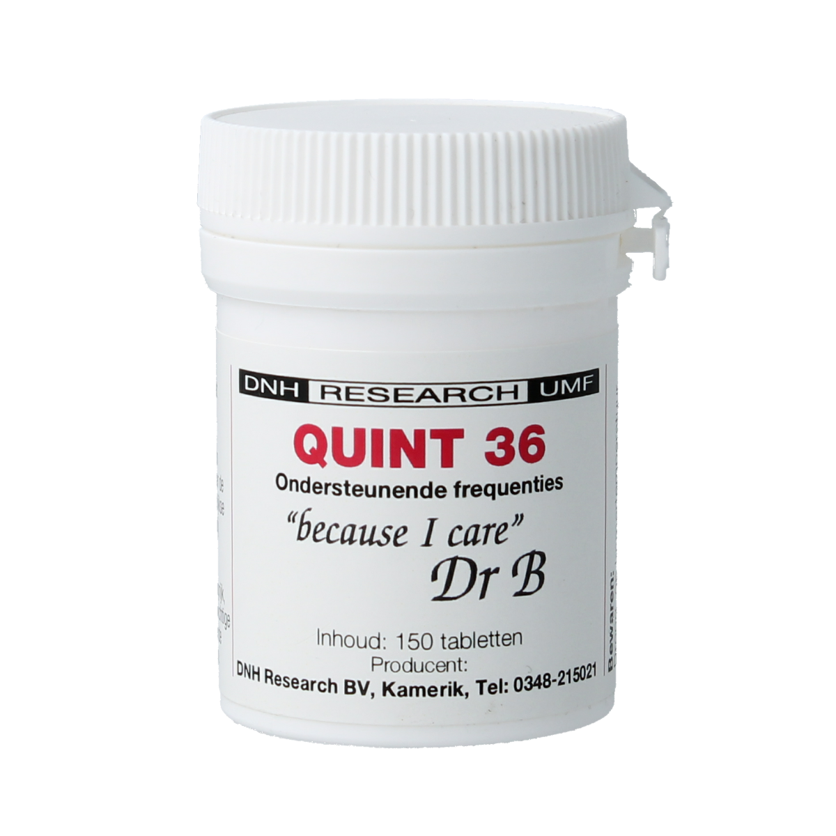 DNH Quint 36 herbal supplement tablets in a bottle, natural herbal remedy by DNH for health support.