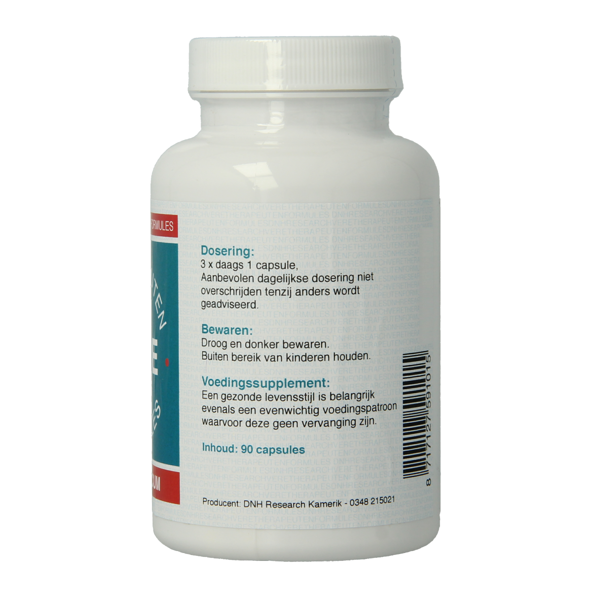 DNH probiotic capsules with micro-organisms, 90-count bottle, showing the supplement packaging and capsules in the image.