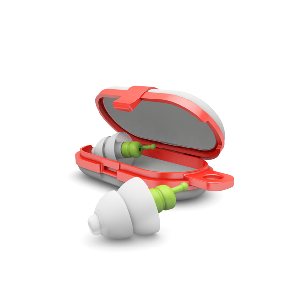 Alpine Sleepsoft earplugs for sleep and noise protection, shown in their packaging. Soft, comfortable hearing protection from Alpine.