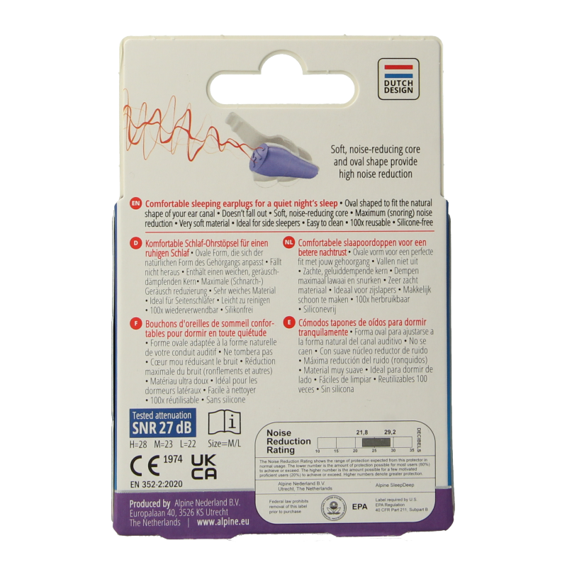 Alpine Sleepdeep earplugs for hearing protection, shown in a pair, designed to reduce noise for better sleep.