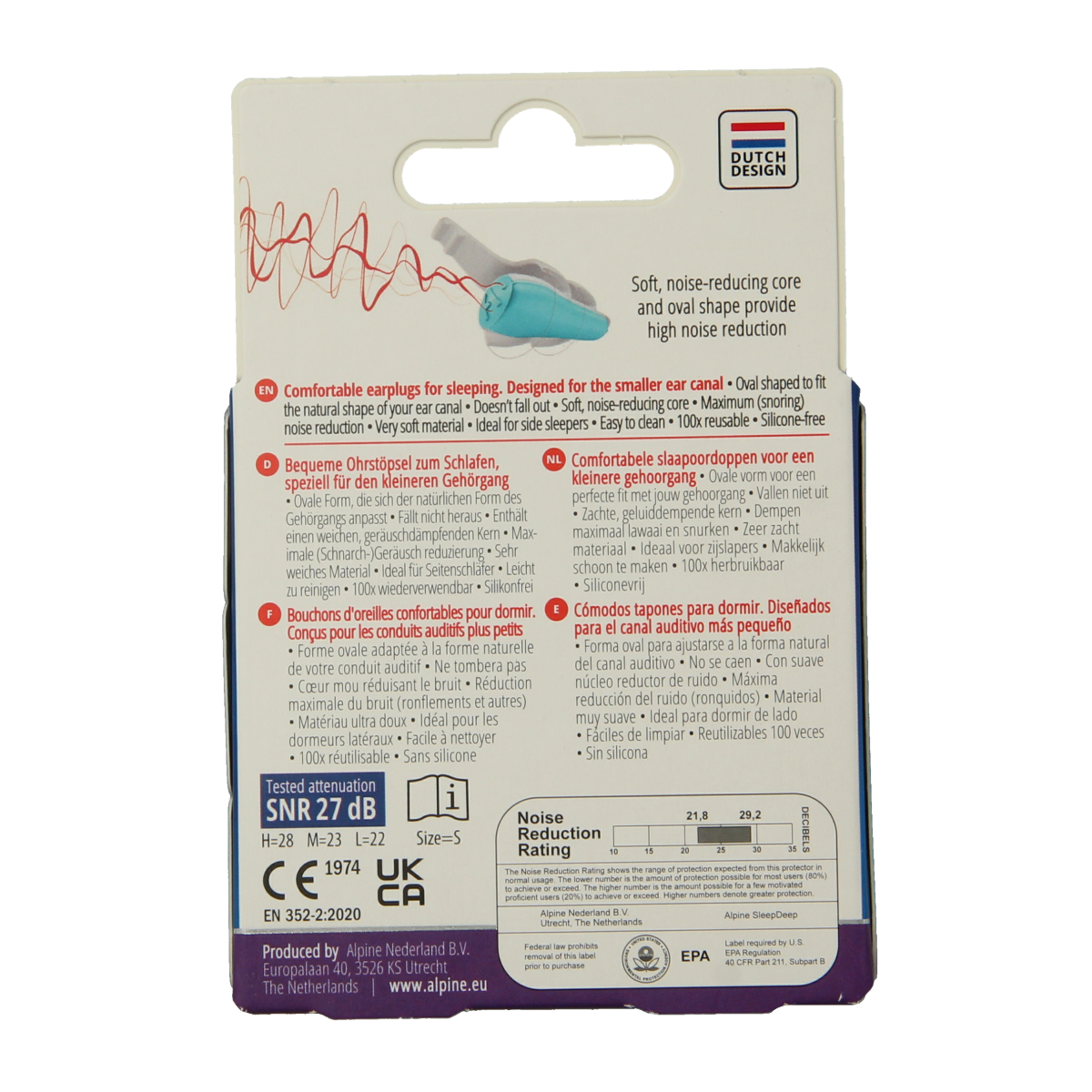 Alpine Sleepdeep mini earplugs for hearing protection, shown in a pair, designed for comfortable sleep.