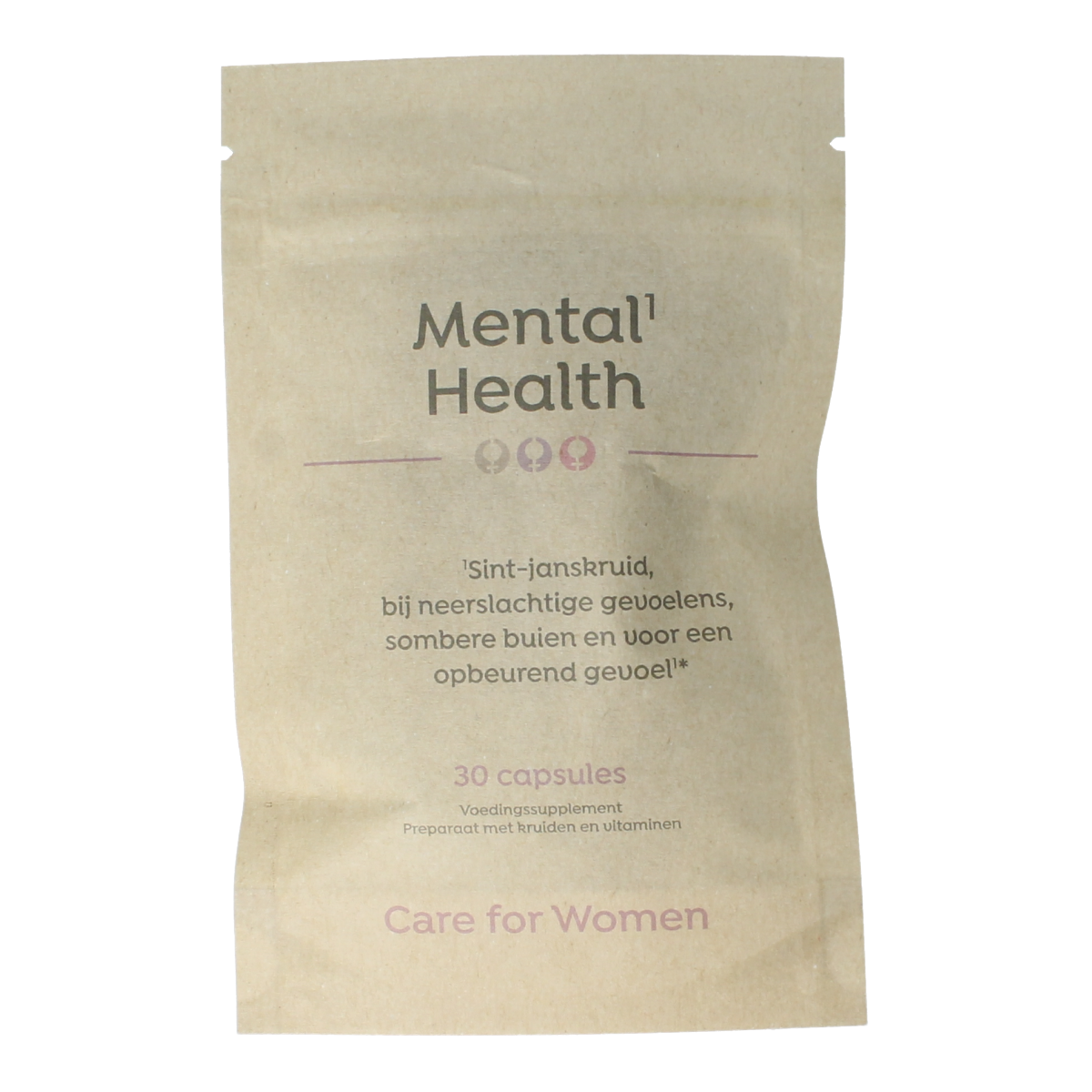 Care For Women mental health herbal capsules in a bottle, 30-count, natural supplement for women's mental wellness.