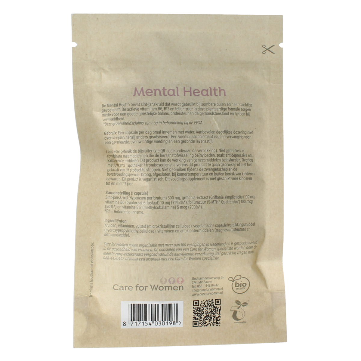 Care For Women mental health herbal capsules in a bottle, 30 capsules, natural supplement for women's mental well-being.