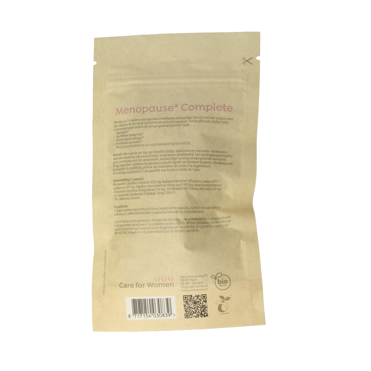 Vegetarian capsules of Care For Women Menopause Forte supplement with herbal ingredients, designed to support women during menopause.