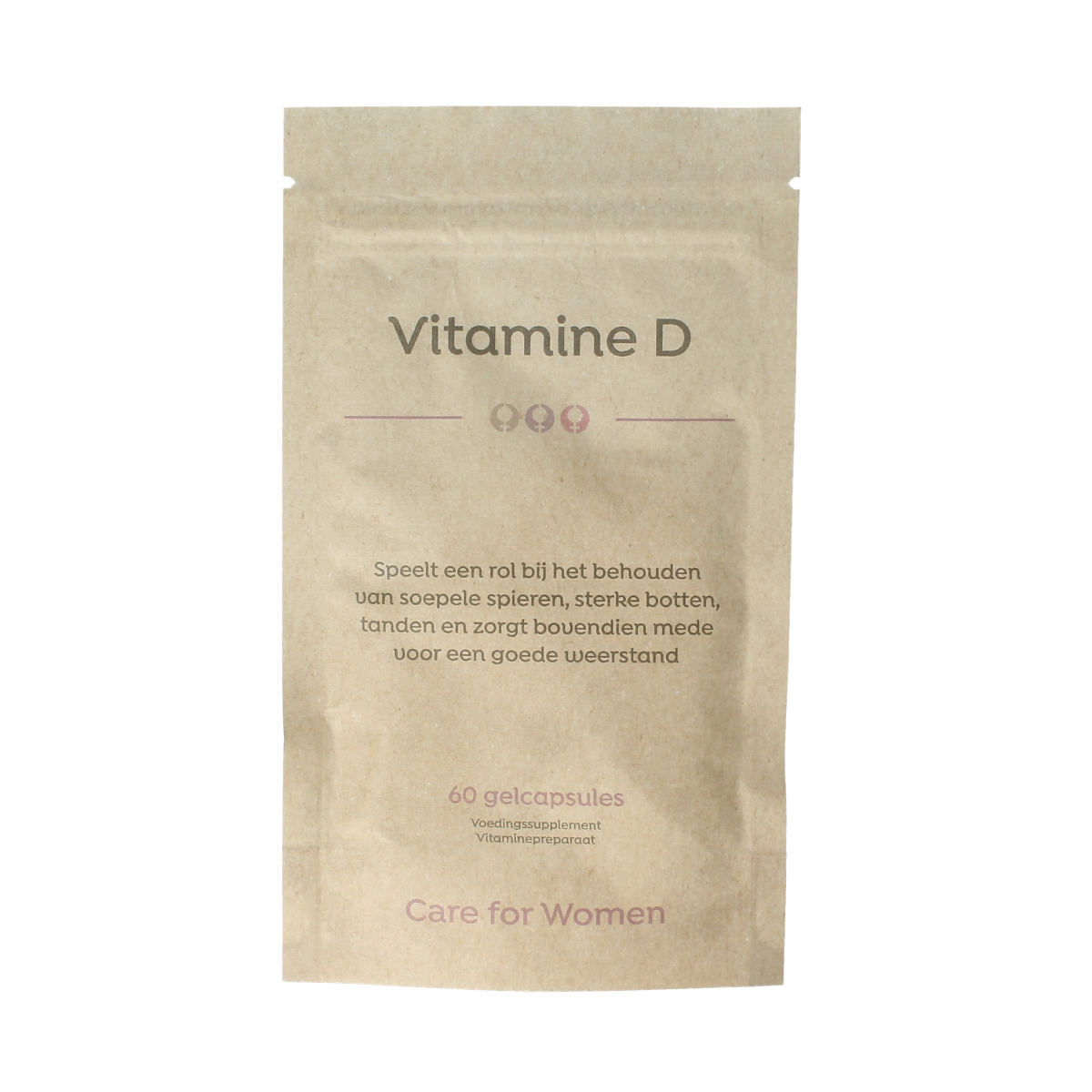 Care For Women Vitamin D Forte 60 capsules, natural supplement bottle with label, designed for women's health and immune support.