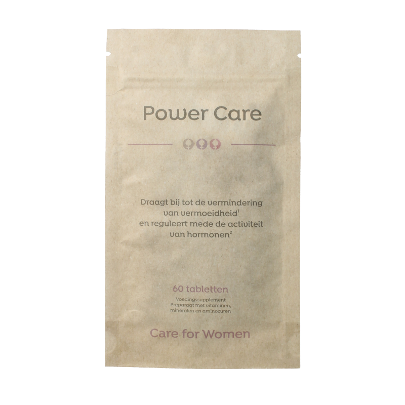 Care For Women Power Boost multivitamin tablets for women, showing a bottle of dietary supplement capsules.