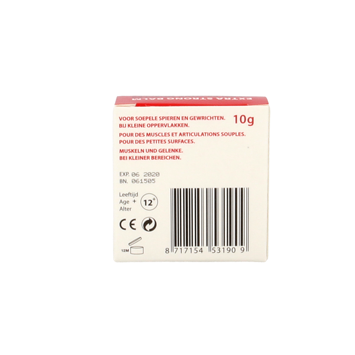 Star balm Sportsbalm extra strong rood in a 10g container, used for muscle and joint care, with a red-colored balm in a small jar.