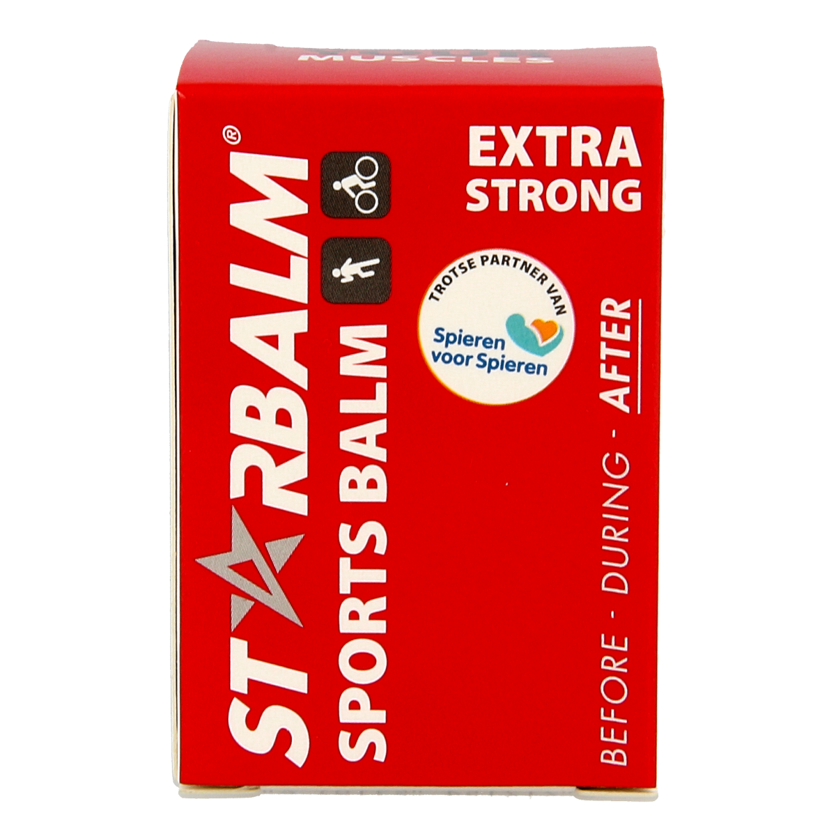 Star Balm rood 25g for skin and joint care, featuring the red balm container with a white lid and label, on a white background.