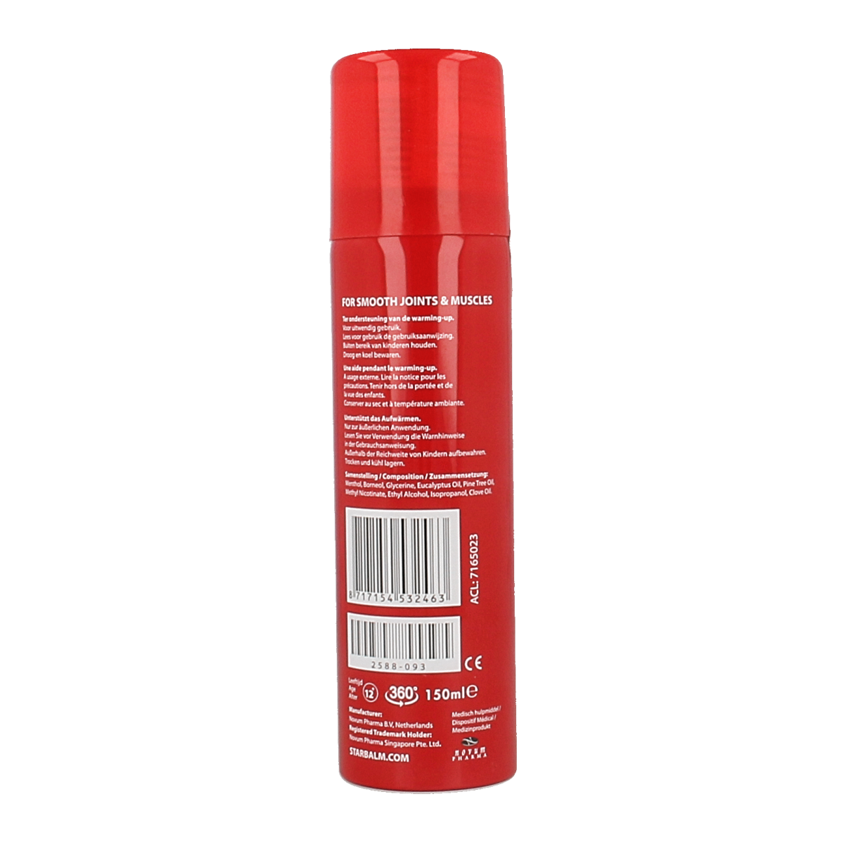 Star balm muscle spray in 150ml bottle, used for muscle and joint care, with a spray nozzle for easy application.