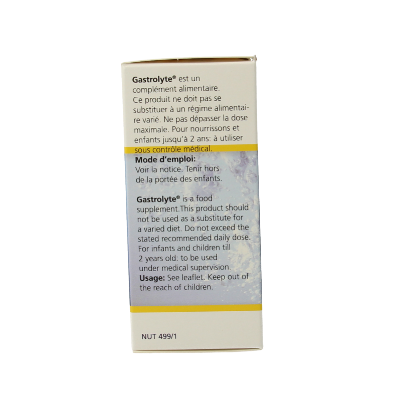 Gastrolyte O.R.S. mineral rehydration sachets with rice and banana flavor, designed for electrolyte replenishment and hydration.