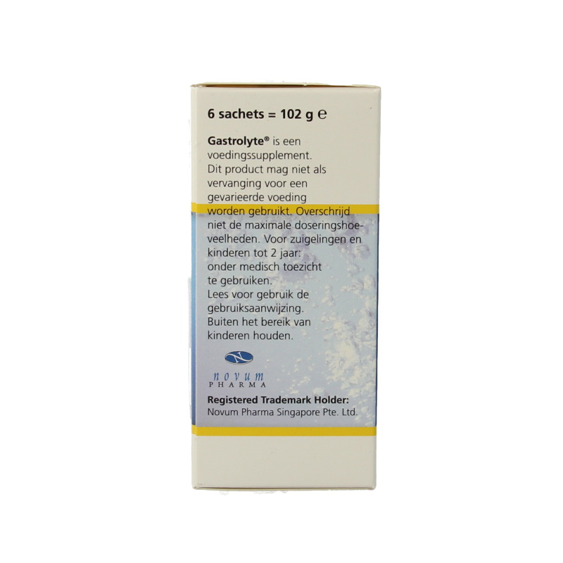 Gastrolyte O.R.S. mineralen mix with rijst and banaan flavor in 6 sachets, electrolyte rehydration powder for hydration.