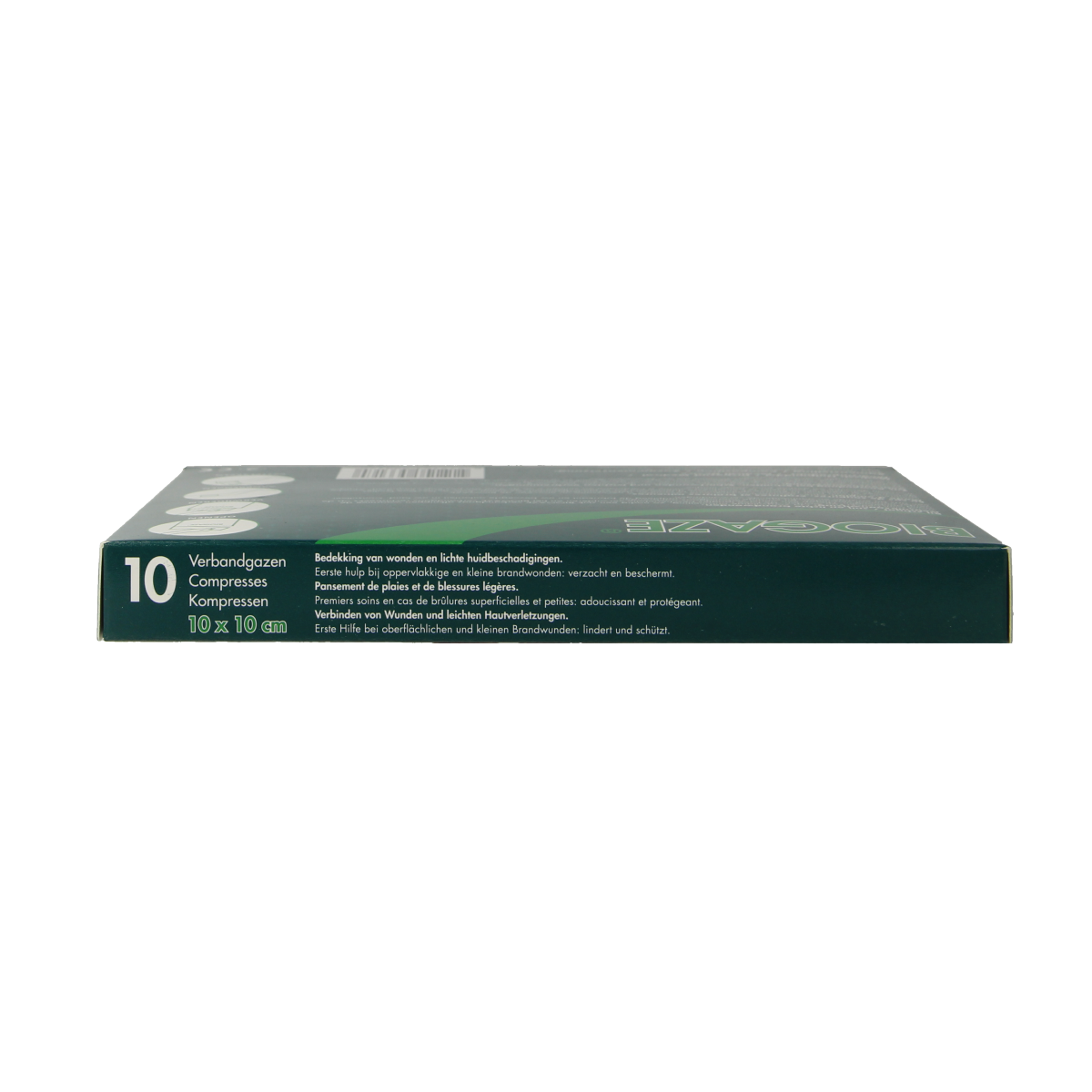 Pack of 10 Biogaze gauze compresses, 10x10cm sterile wound dressings for medical use, with breathable gauze material.