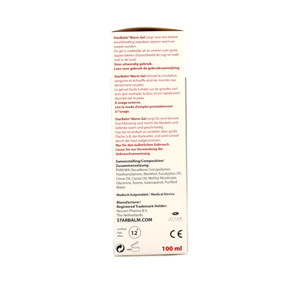 Star Balm warm gel for muscle and joint care, 100ml, soothing topical treatment for muscle pain relief.