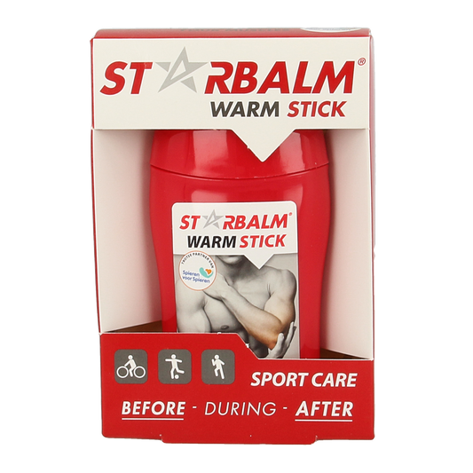 Star Balm Spierbalsem stick for muscle and joint care, 50ml, featuring a white and blue tube with the Star Balm logo.