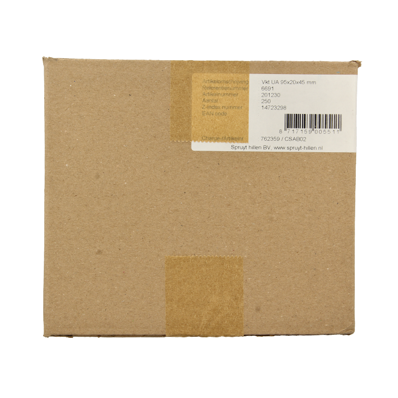Spruyt Hillen strip folding box UA 95x20x45mm packaging material, 250 pieces, shown in the image.