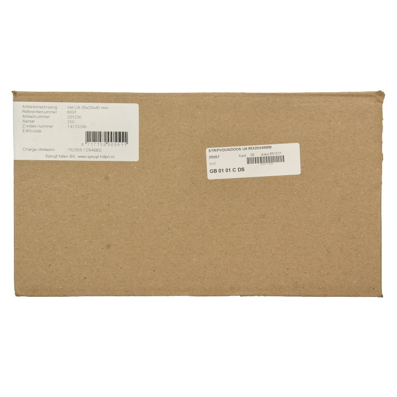 Spruyt Hillen strip foldable boxes, UA 95 x 20 x 45 mm, packaging material, 250 pieces, shown in the image