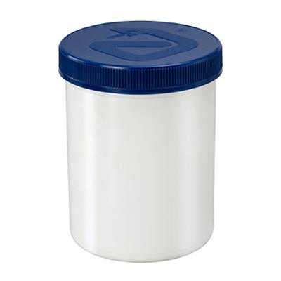 Spruyt Hillen Zalfflacon instrument with blue cap, 170ml, shown in image with product packaging.