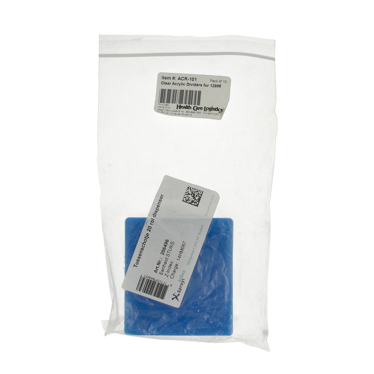 Spruyt Hillen Tussenschotje for dispenser holding 20 toilet paper rolls, fits instrumenten, brand-specific accessory.