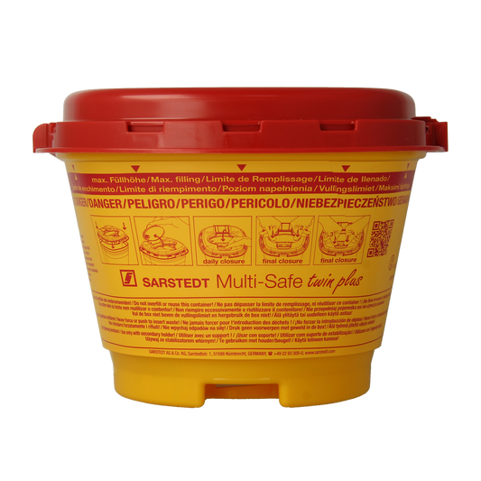 Spruyt Hillen 1.5L lancetten and needle container, 1-liter capacity, shown in the image with the brand logo and container details.