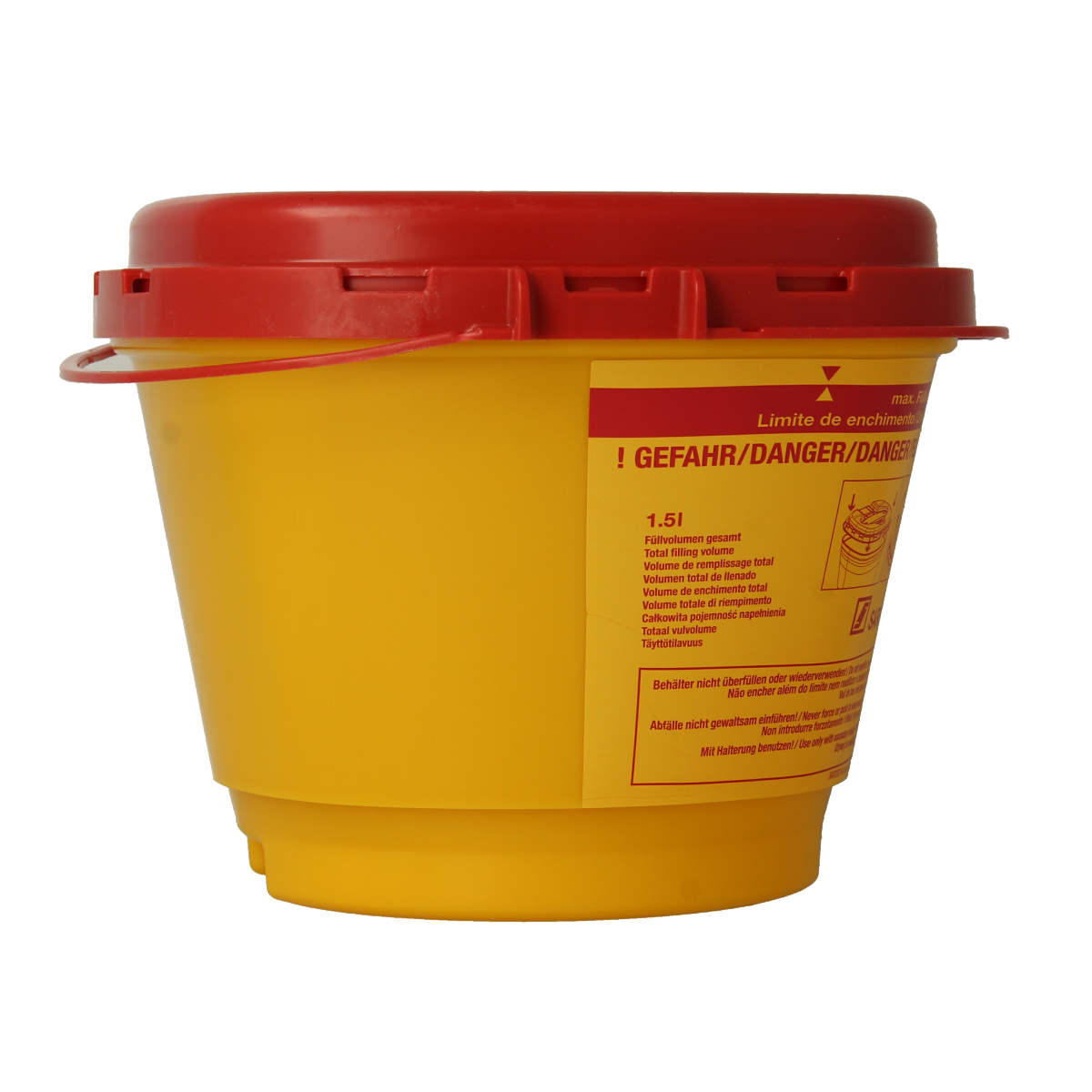 Spruyt Hillen 1.5 liter lancetten en naalden container, medical needle storage box, with transparent design and secure lid