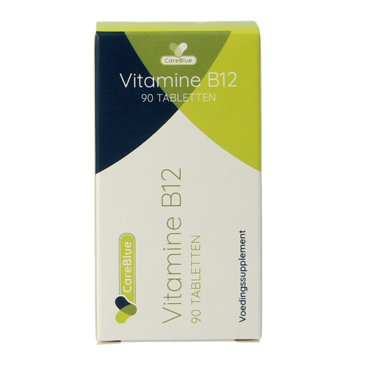 Spruyt Hillen Vitamin B12 1000 mcg tablets, natural supplement, close-up of the bottle and tablets against a neutral background.