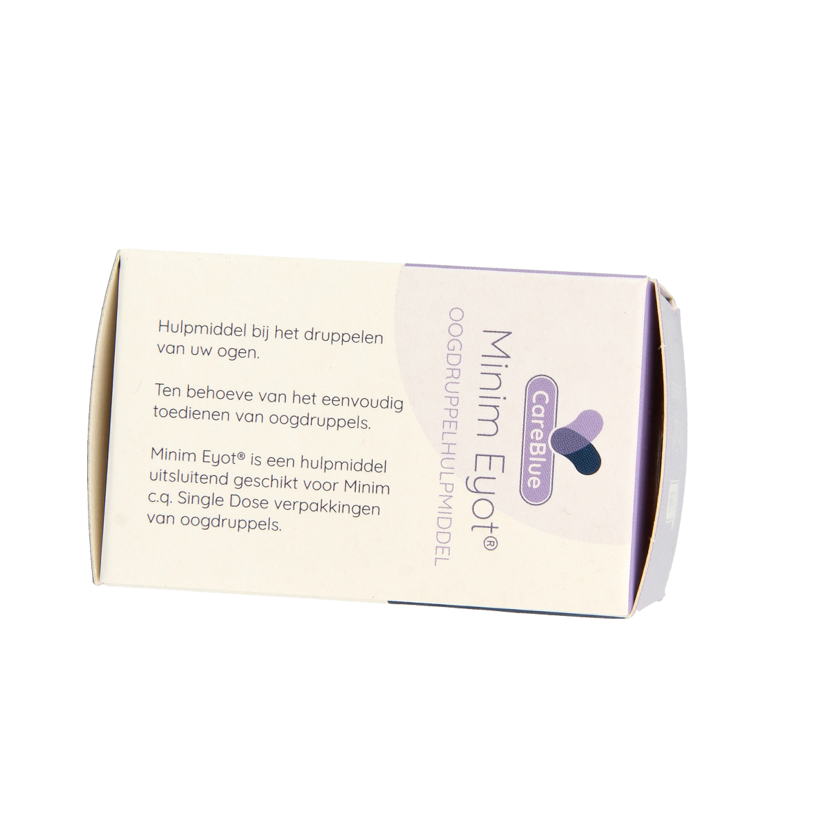 Eyot Minim oogdruppel hulpmiddel for precise eye drop application in eye care, shown in the image.